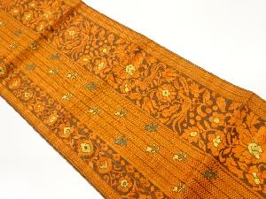 本場筑前博多縦縞に鳳凰・花唐草模様織出し名古屋帯